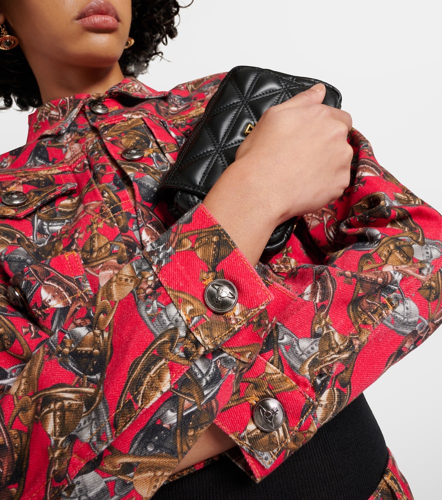 Printed cropped denim jacket