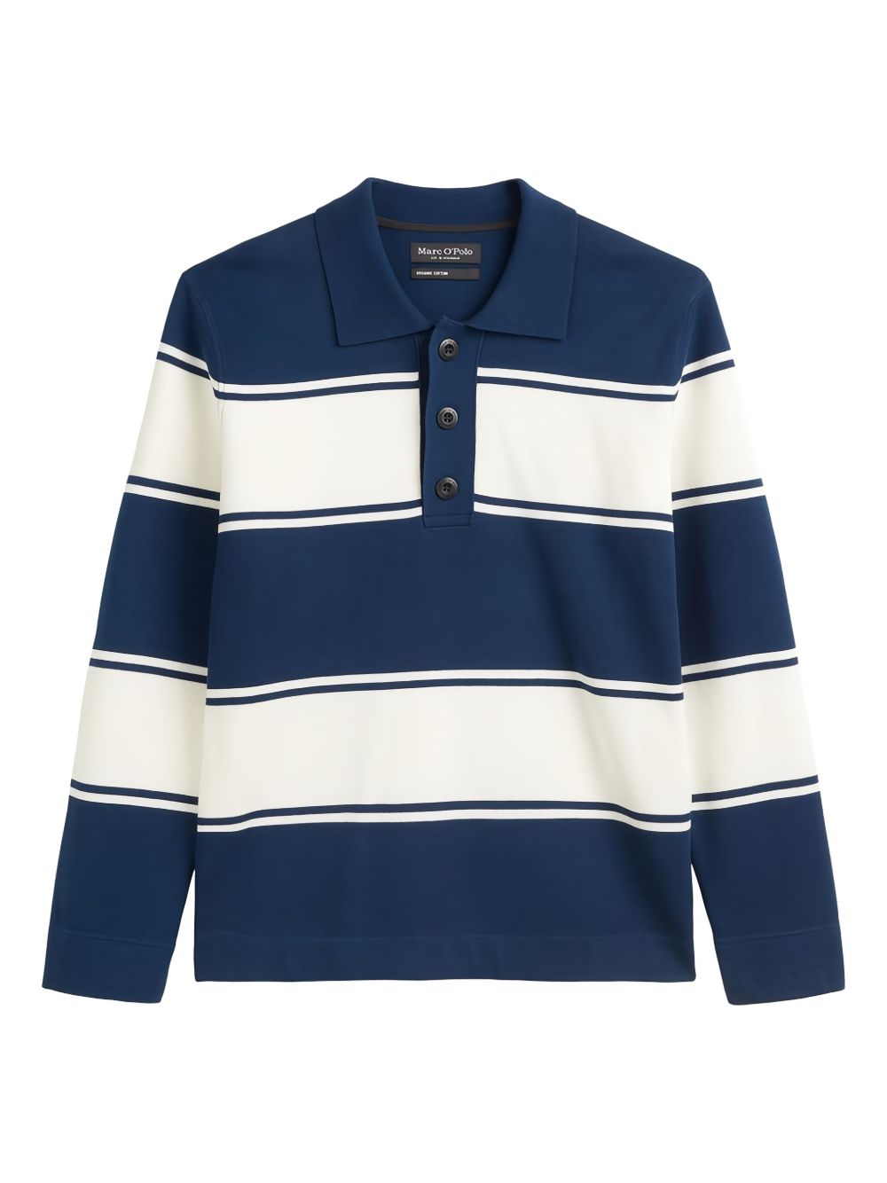 Striped long-sleeve polo shirt - Blue