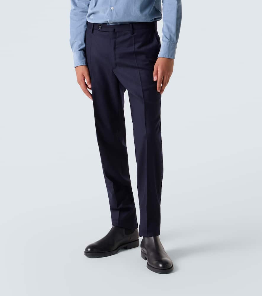 Virgin wool flannel slim pants