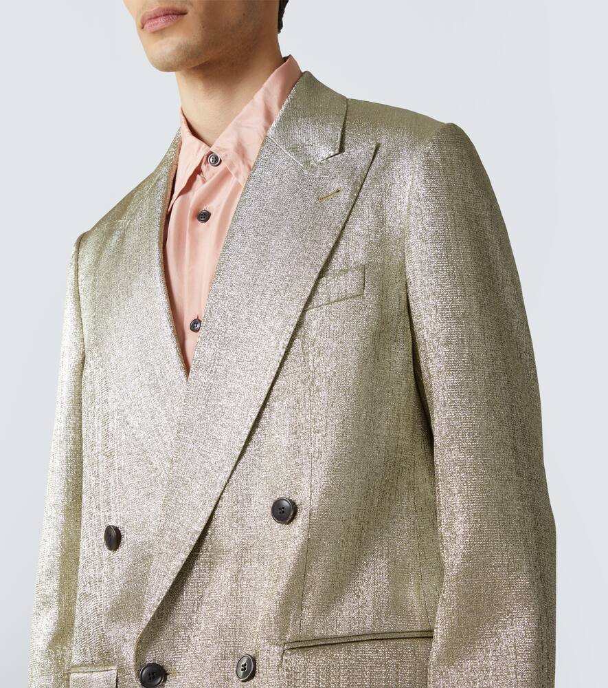 Double-breasted lamé coat