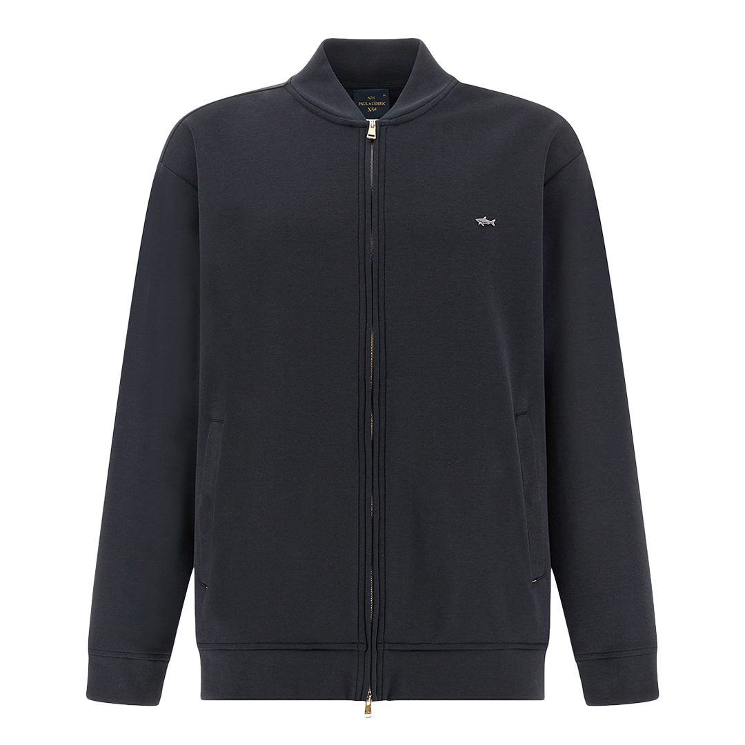 Zip‑up sweatshirt in Active Fleece cotton, Man, Blue Nights-gold