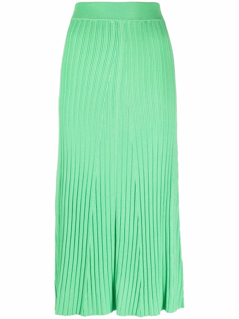 Rib-knit midi skirt - Green