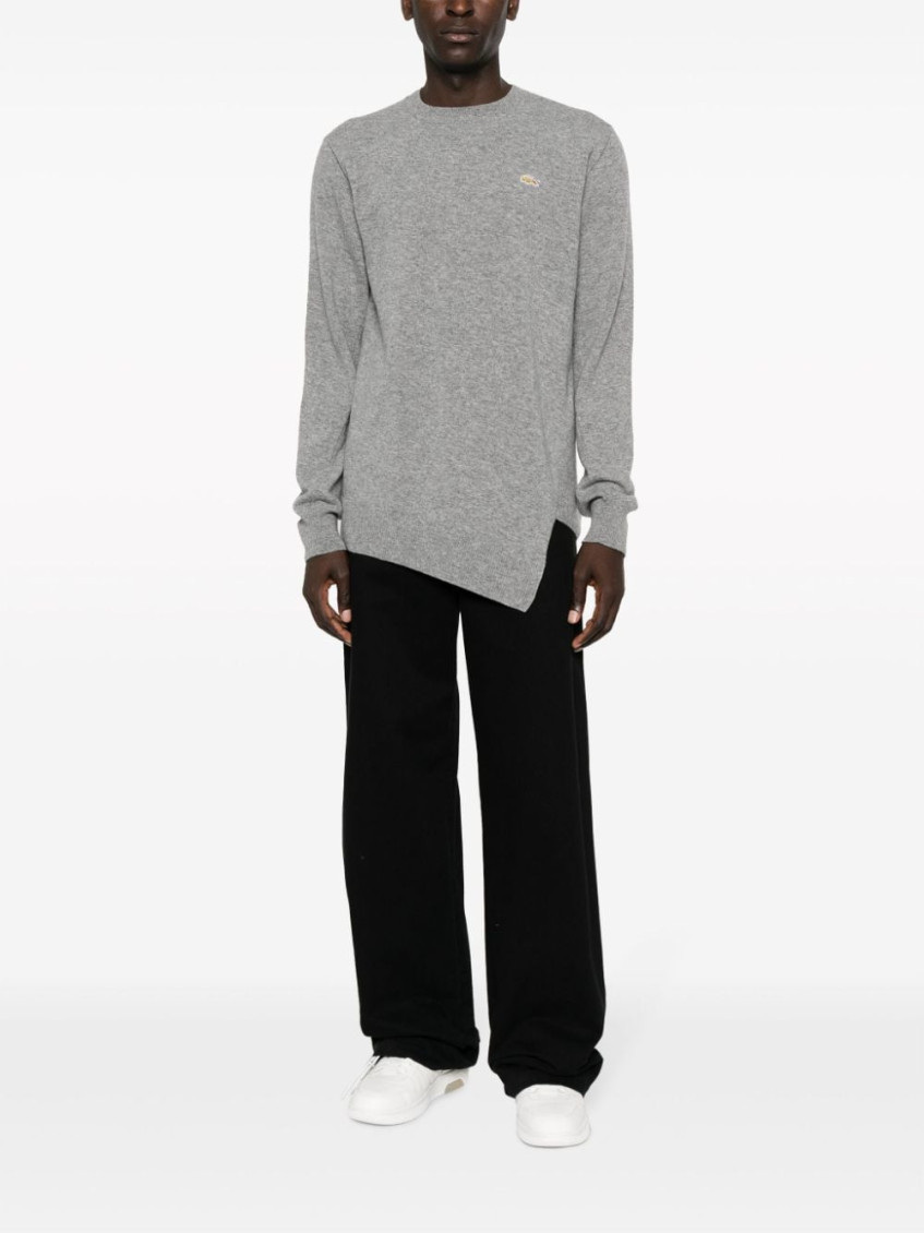 X Lacoste Asymmetric-hem Crewneck Jumper