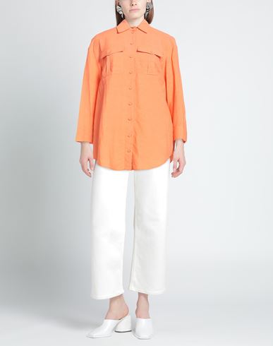 Woman Shirt Orange Size 4 Viscose, Linen