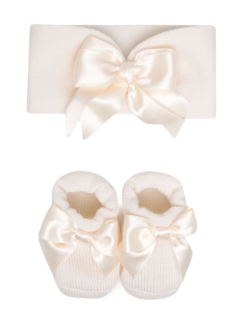 Bow-detail knitted set - Neutrals