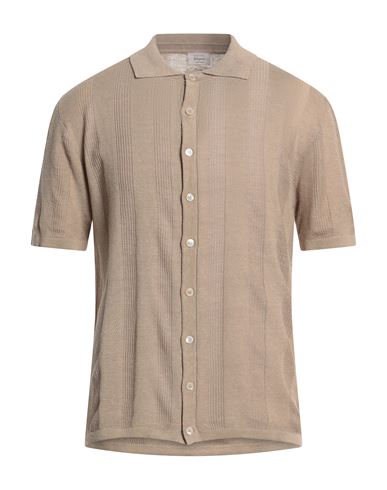 Selezione Man Shirt Camel Size XL Silk, Linen