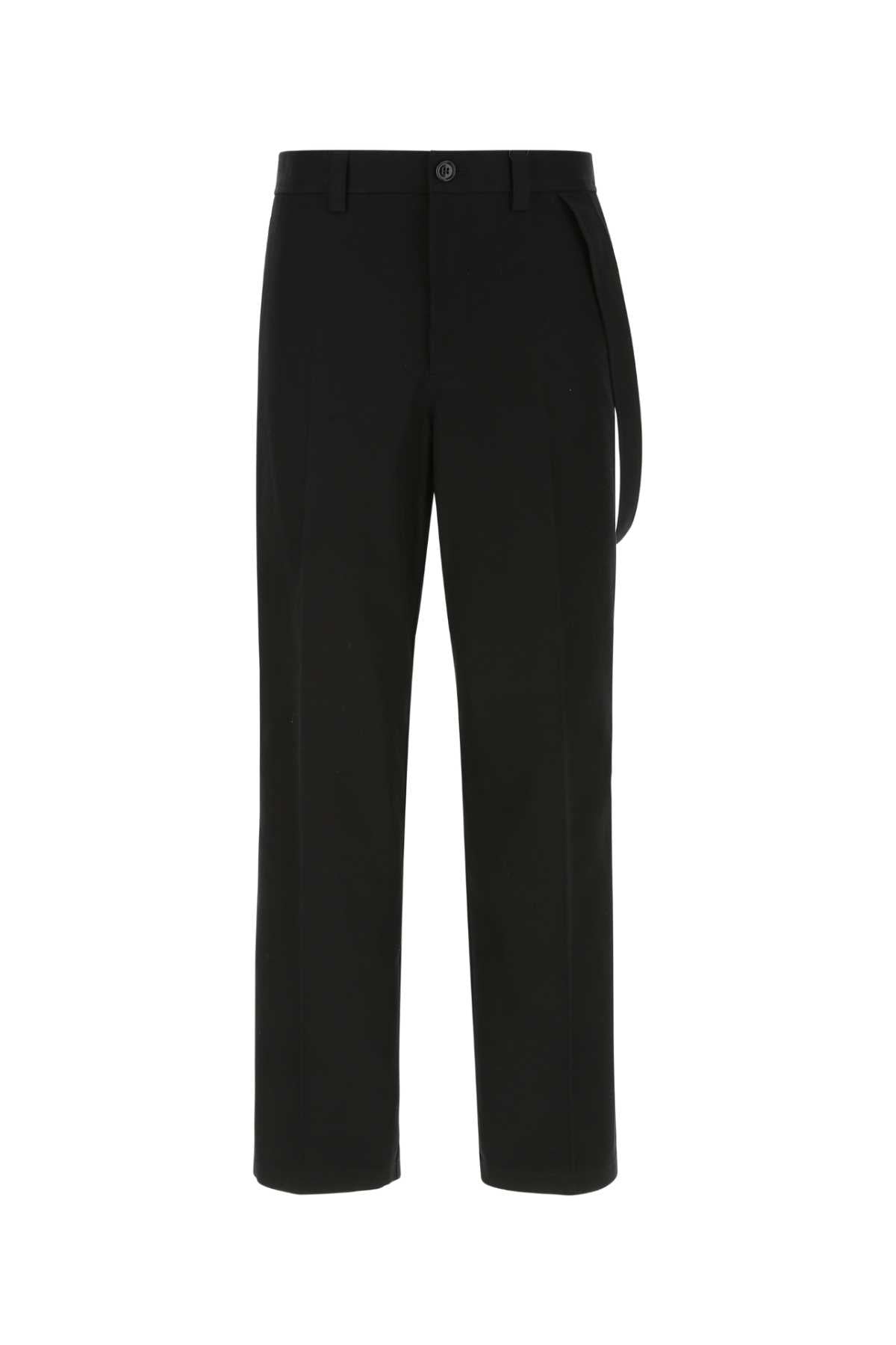 Cotton Wide-Leg Trouser — Black