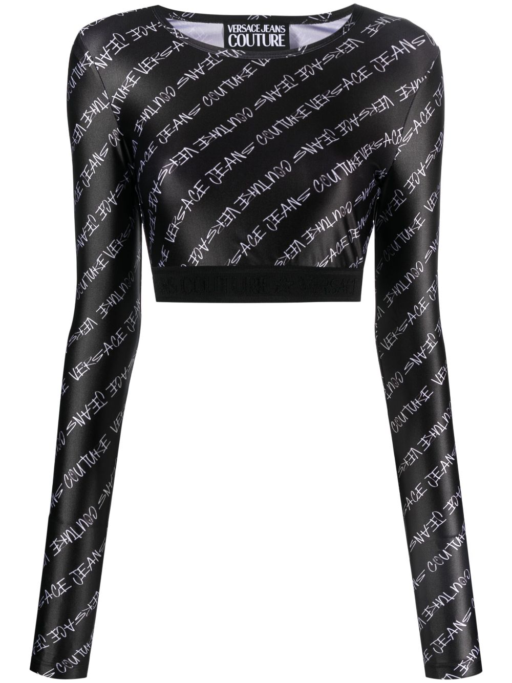 Logo-print cropped top - Black
