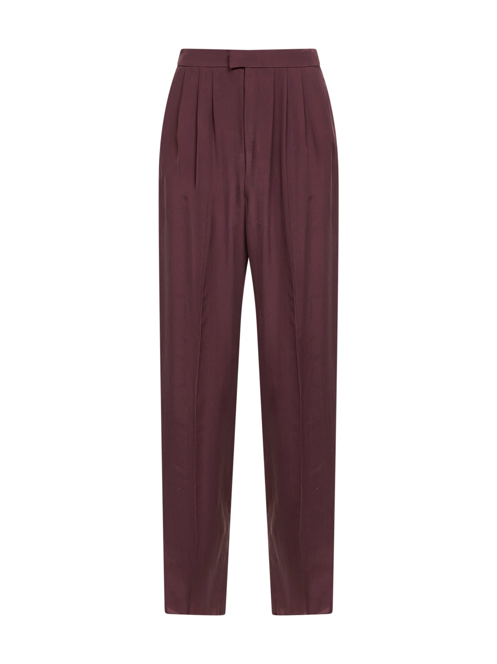 Pleated Silk Trousers — Purple