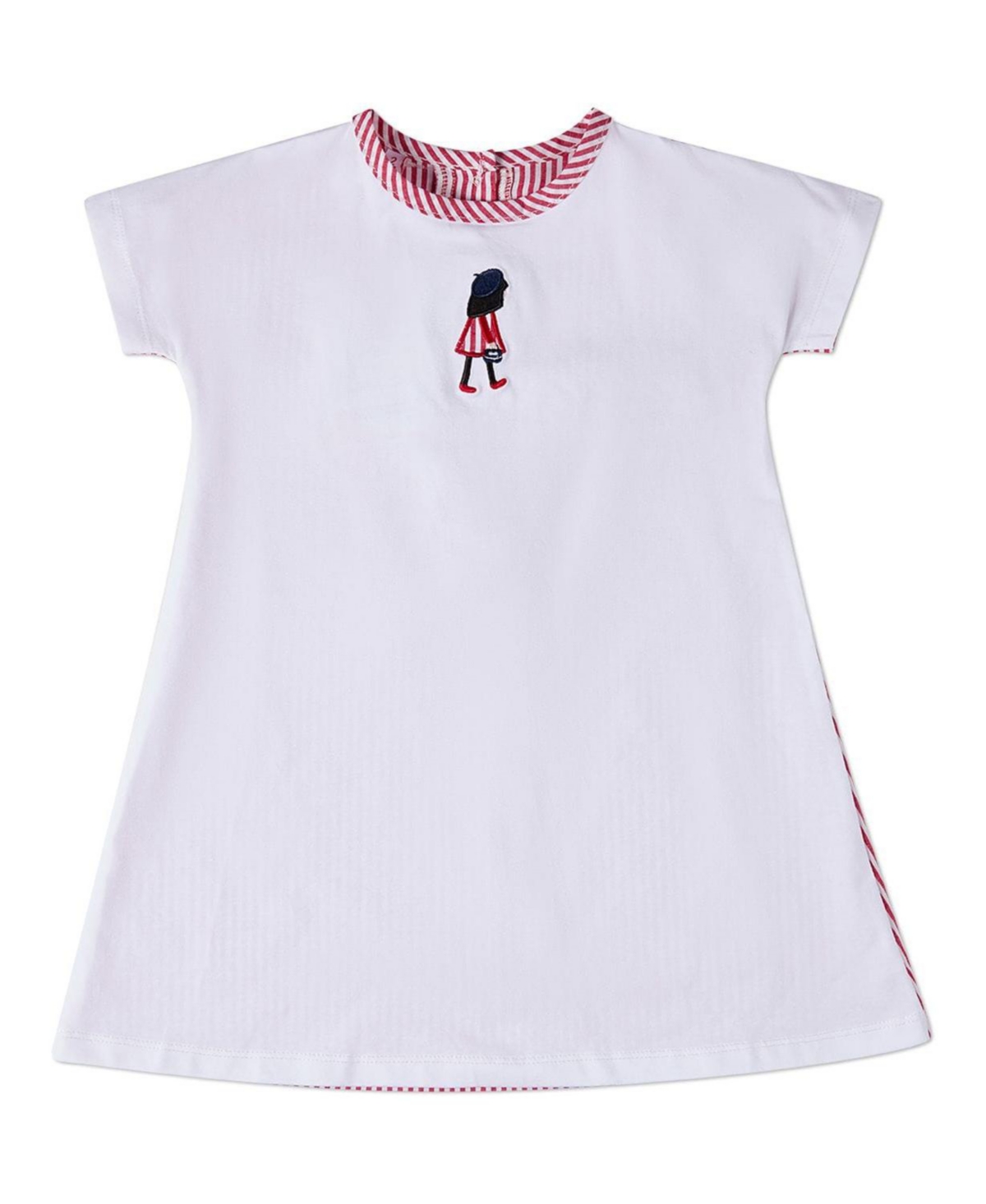 Little Girls Striped Solid The Favorite Purse Cotton-Rich A-Line Dress - White-red