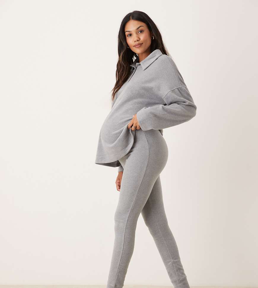 ASOS DESIGN Maternity lounge mix & match lightweight fleece legging in light gray