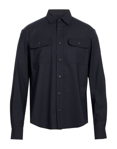 Man Shirt Midnight blue Size L Polyester, Wool, Elastane