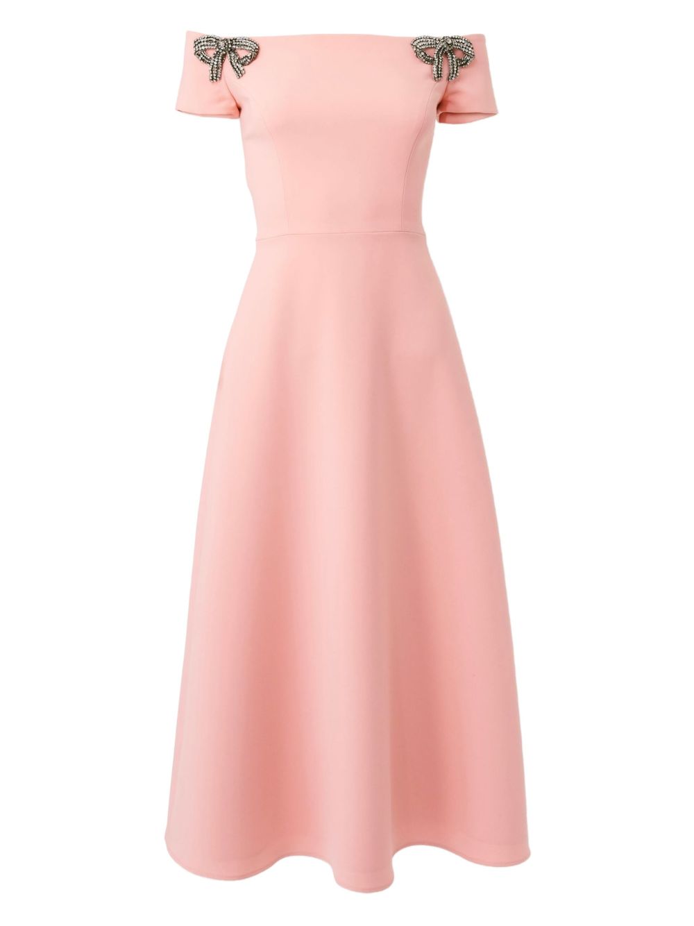 Bow-appliqué midi dress - Pink