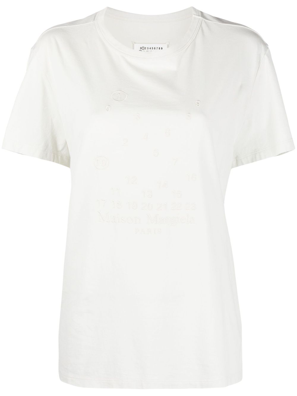 Numbers-embroidered cotton T-shirt - White