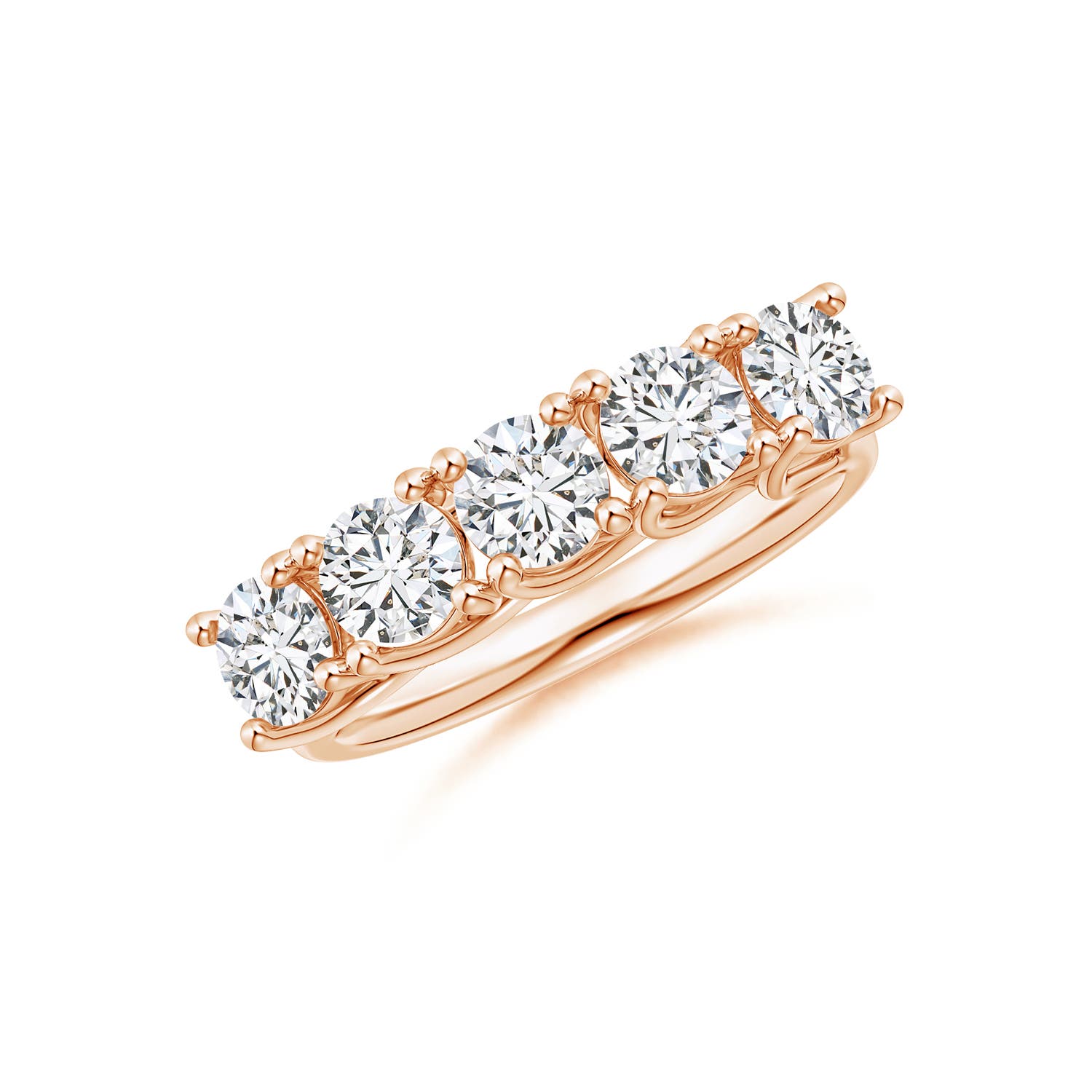 Angara 1.75 Carats Half Eternity Five Stone Diamond Wedding Band in 18K Rose Gold