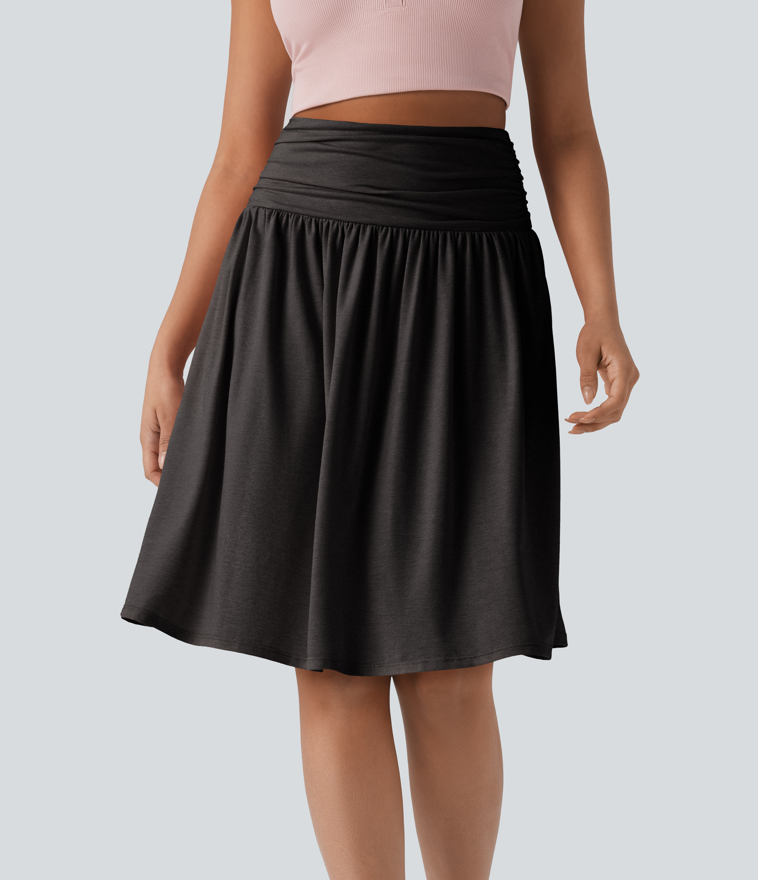 Halara High Waisted Ruched Pocket Flowy Skirt - Earthwood Brown - XLregular