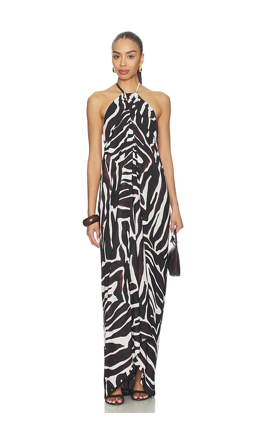 Superdown Jaslynn Halter Maxi Dress in Zebra Print. XXS also in L, M, S