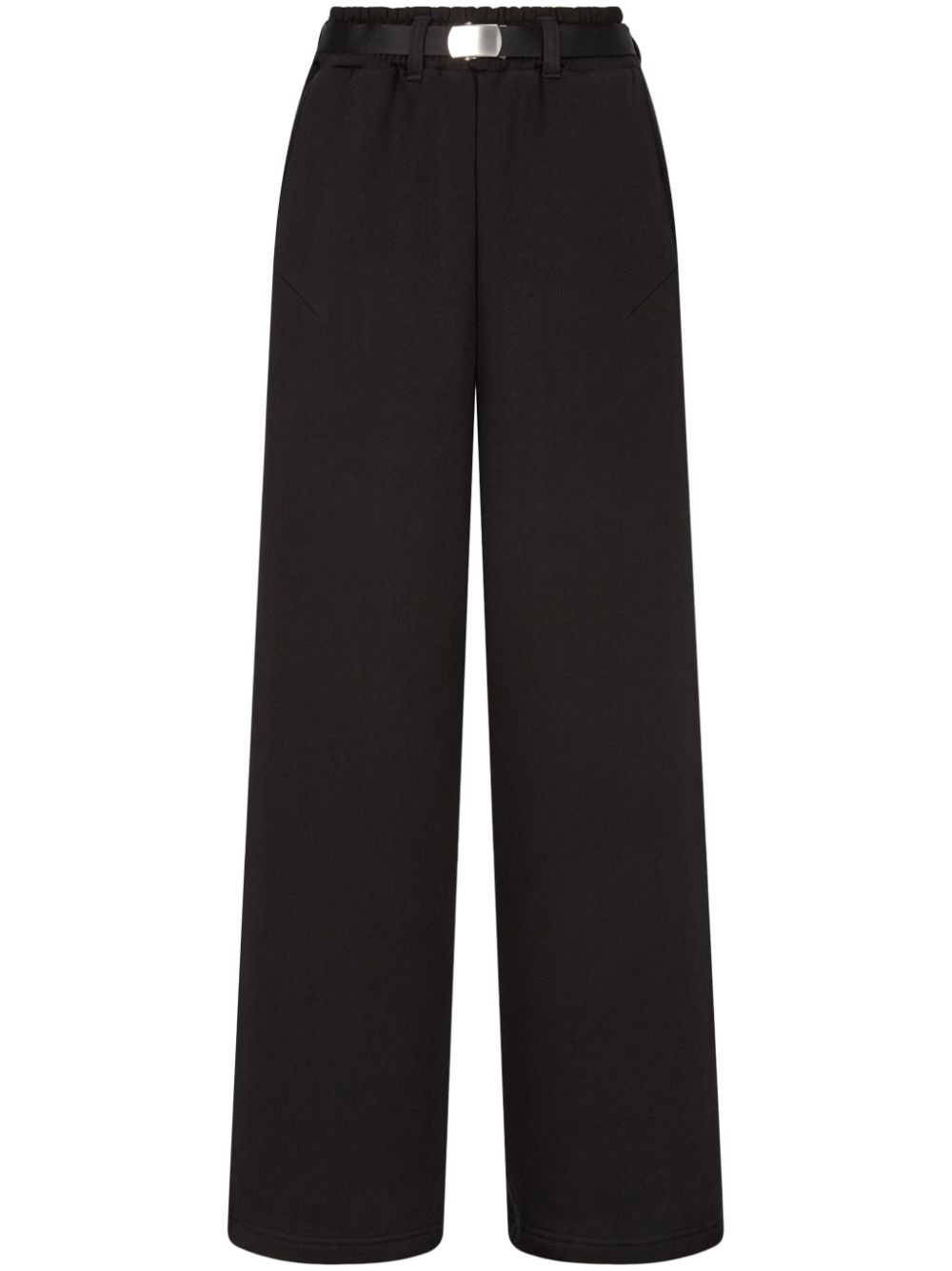 Belted french-terry trousers - Black