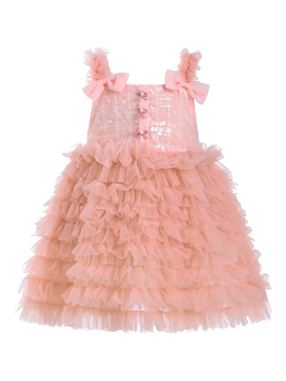 Ruffled sequin-embellished dress - Pink