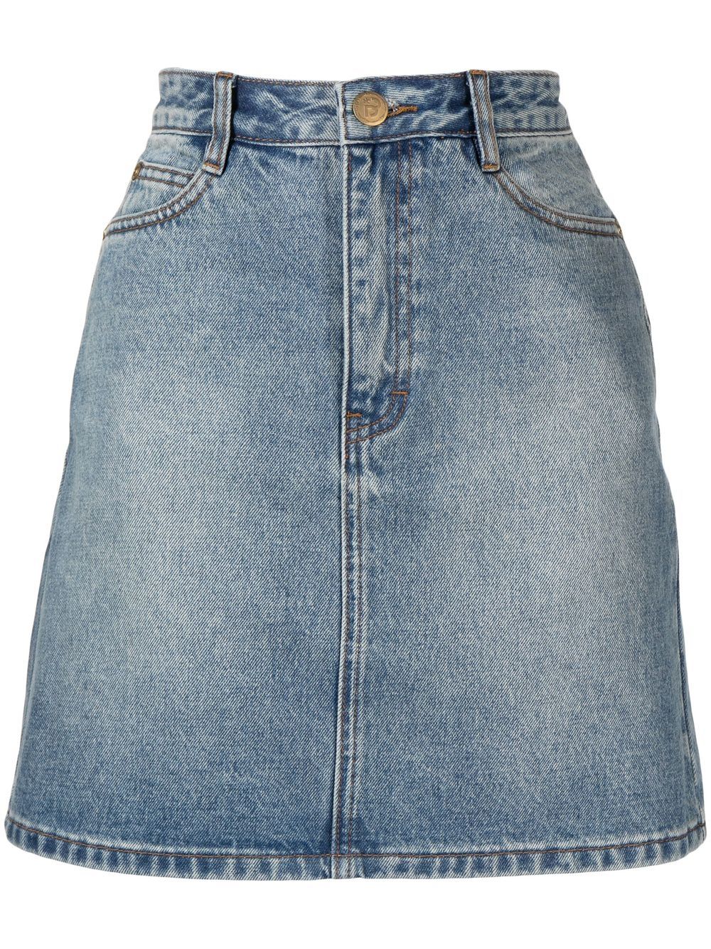 Washed denim skirt - Blue