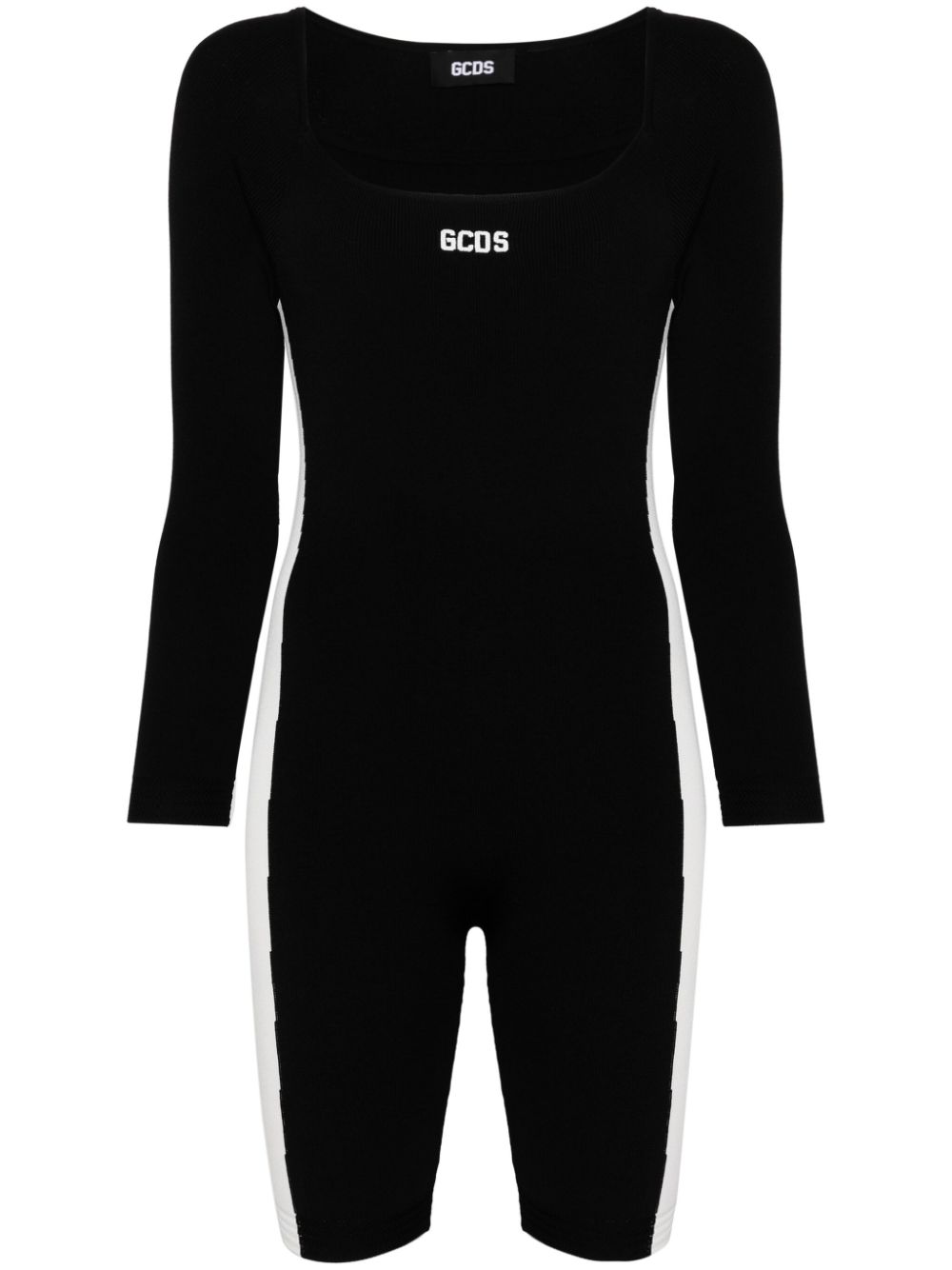 Logo-embroidered ribbed jumpsuit - Black