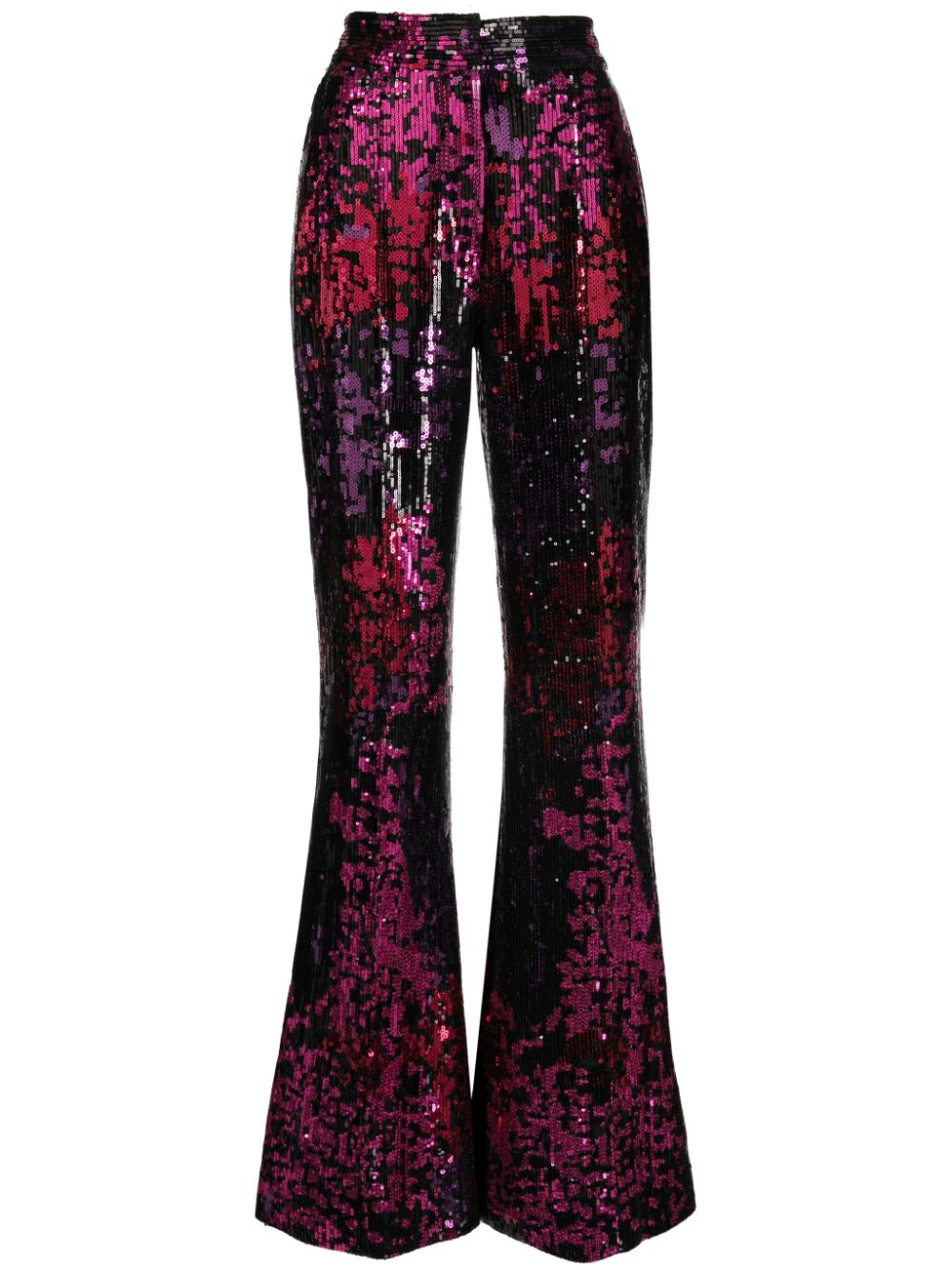 Sequin-embellished flared trousers - Black