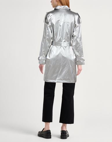 Woman Overcoat & Trench Coat Silver Size 10 Viscose, Polyester, Cotton, Metallic fiber