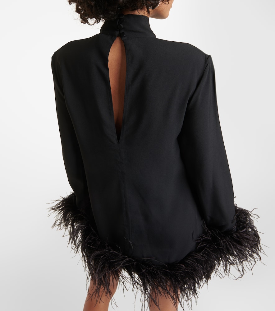 Piccolo Ubud feather-trimmed minidress
