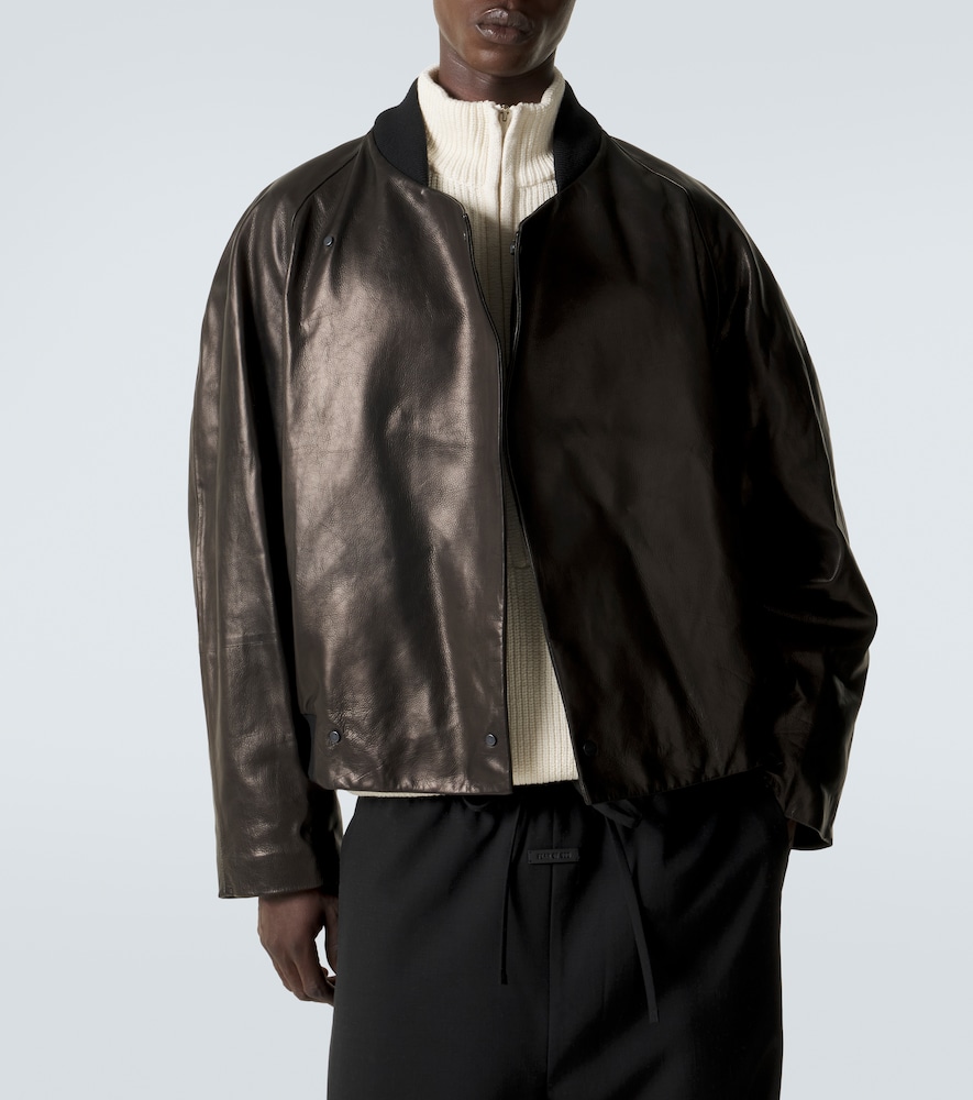 Leather bomber jacket