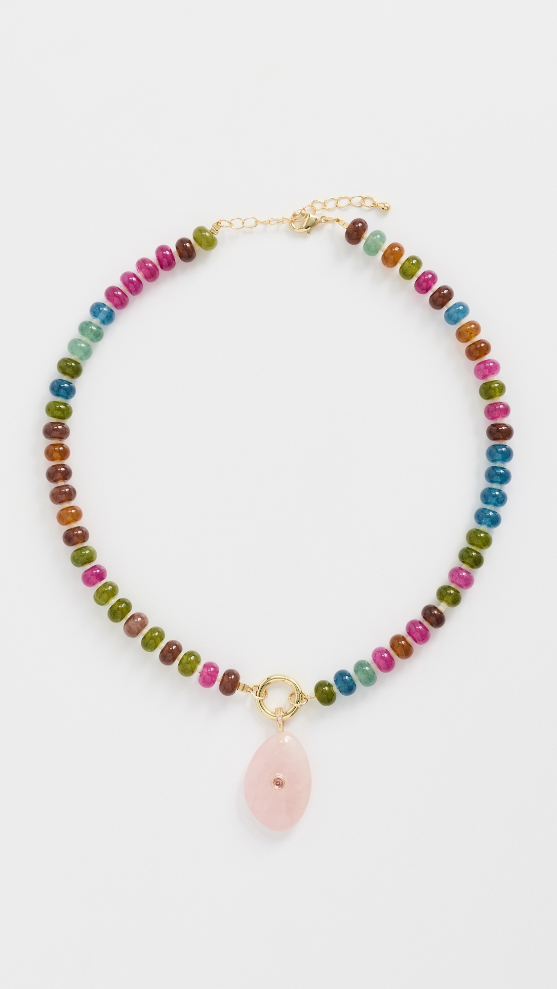 Beaded Natural Stone Drop Necklace Multicolor One Size