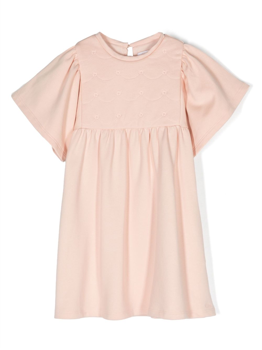 Embroidered-design cotton dress - Pink