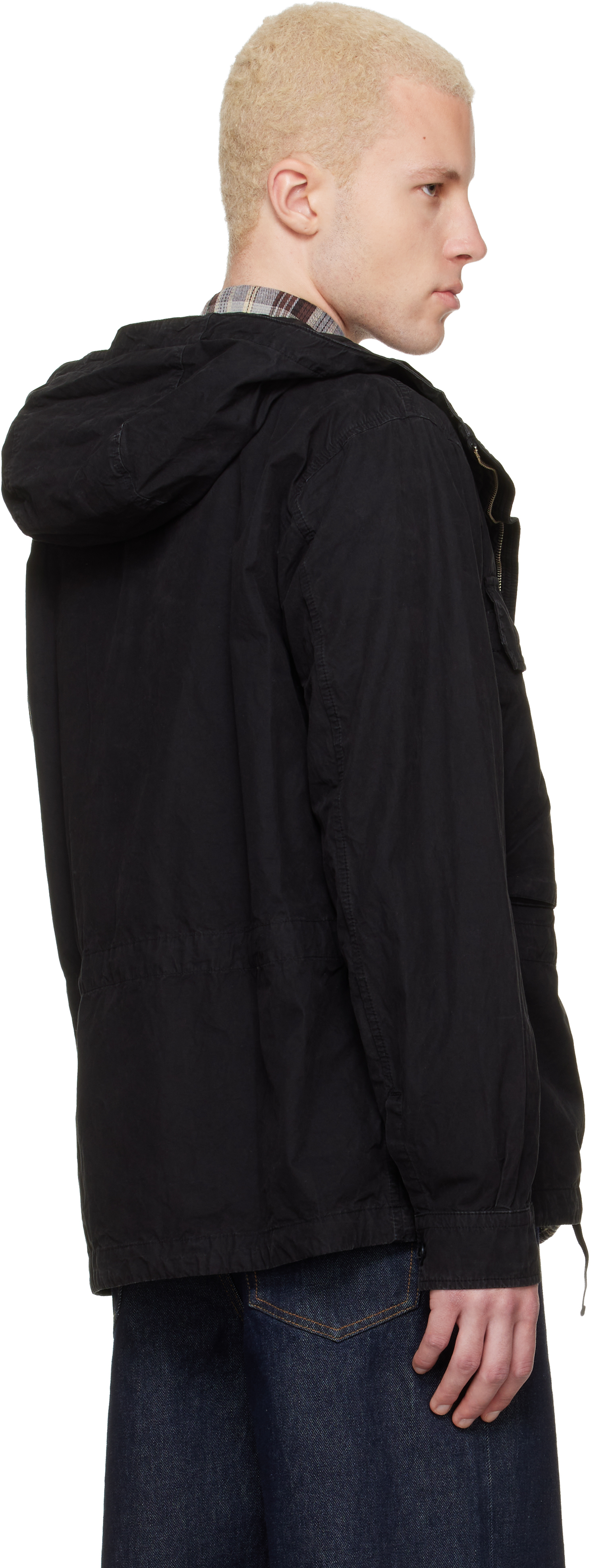 Black Micro-Reps Hooded Lens Overshirt