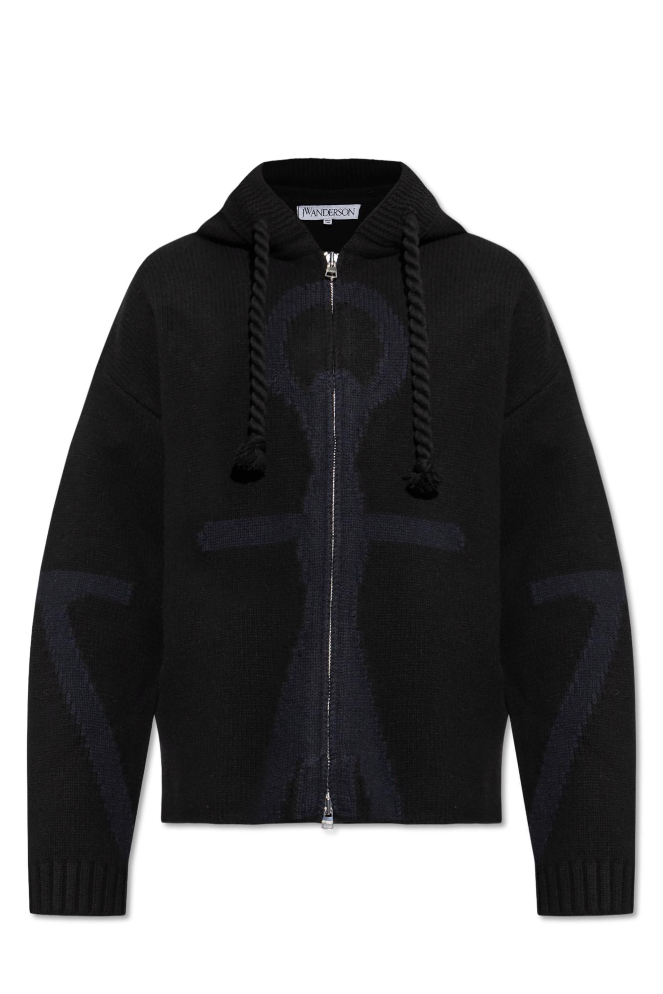 Anchor logo zip hoodie - Black