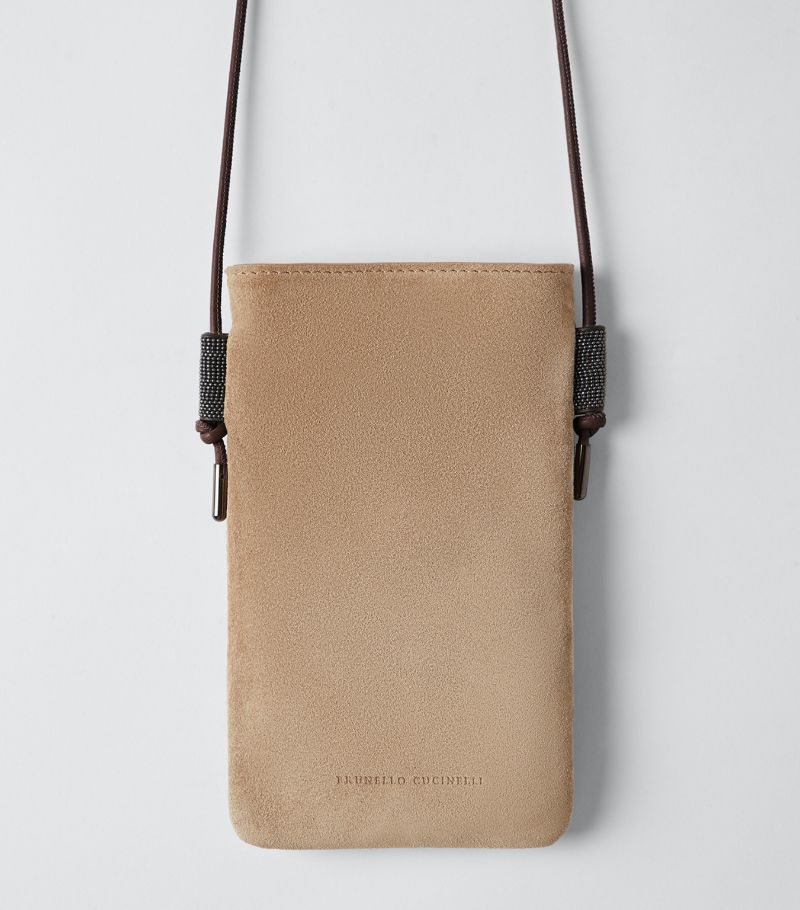 Suede Monili-Trim Phone Case