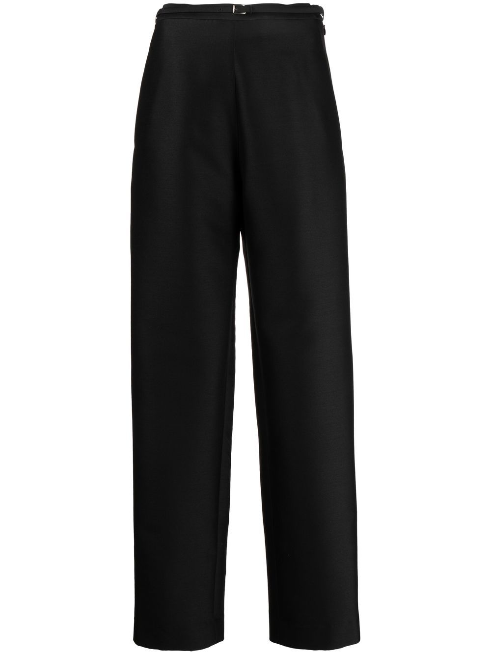 Skinny-belt straight leg trousers - Black