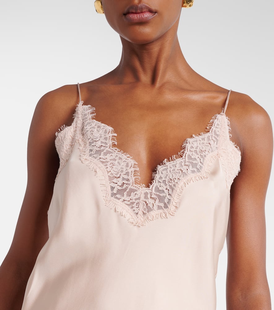 Róhe Lace-trimmed silk satin slip dress