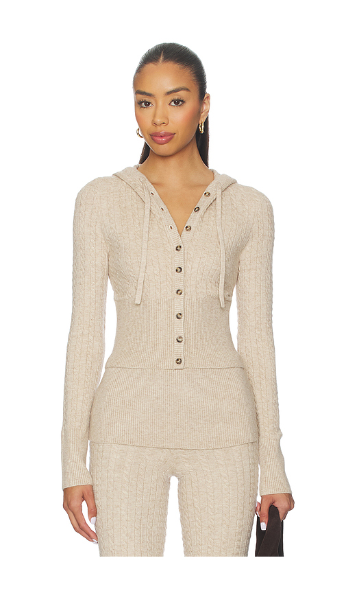 Lovers and Friends Paulina Button Up Hoodie in Beige. L. Also in M, S, XL