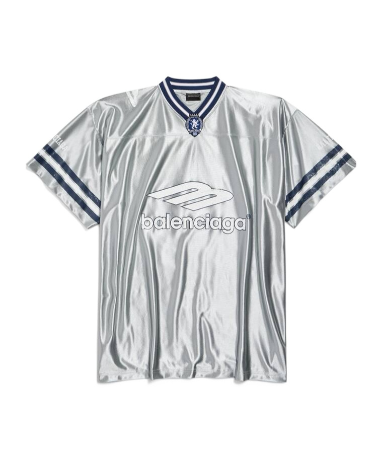 Men's 3b Football V-neck T-shirt Oversized in Grey/white