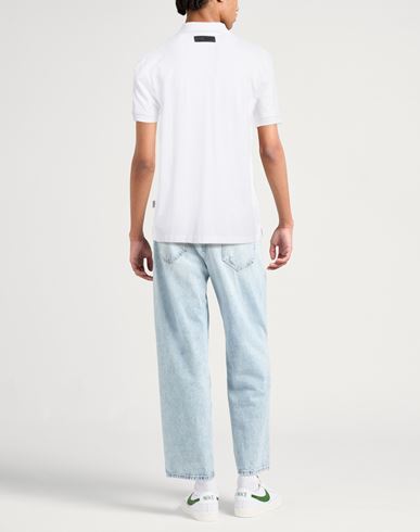 Plein Sport Man Polo shirt White Size S Cotton, Elastane