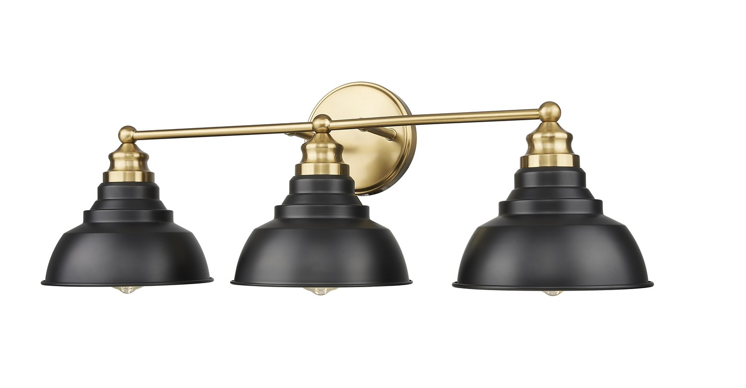 Matte Black and Brass Bathroom Vanity Light from the Bishop Collection