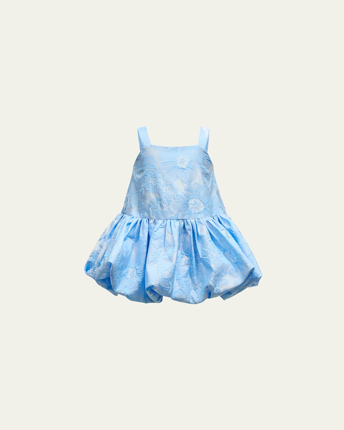 Girl's Elianna Puff Trim Floral Textured Dress