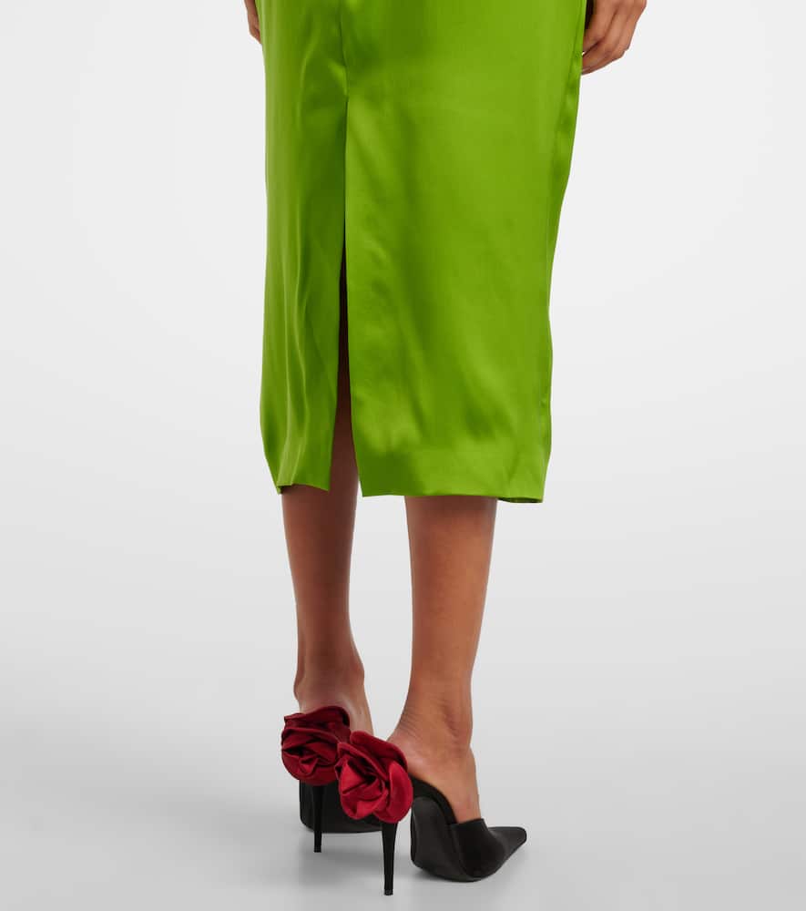 Halterneck silk satin midi dress