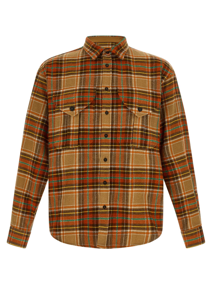 Orange Relaxed Plaid Shirt