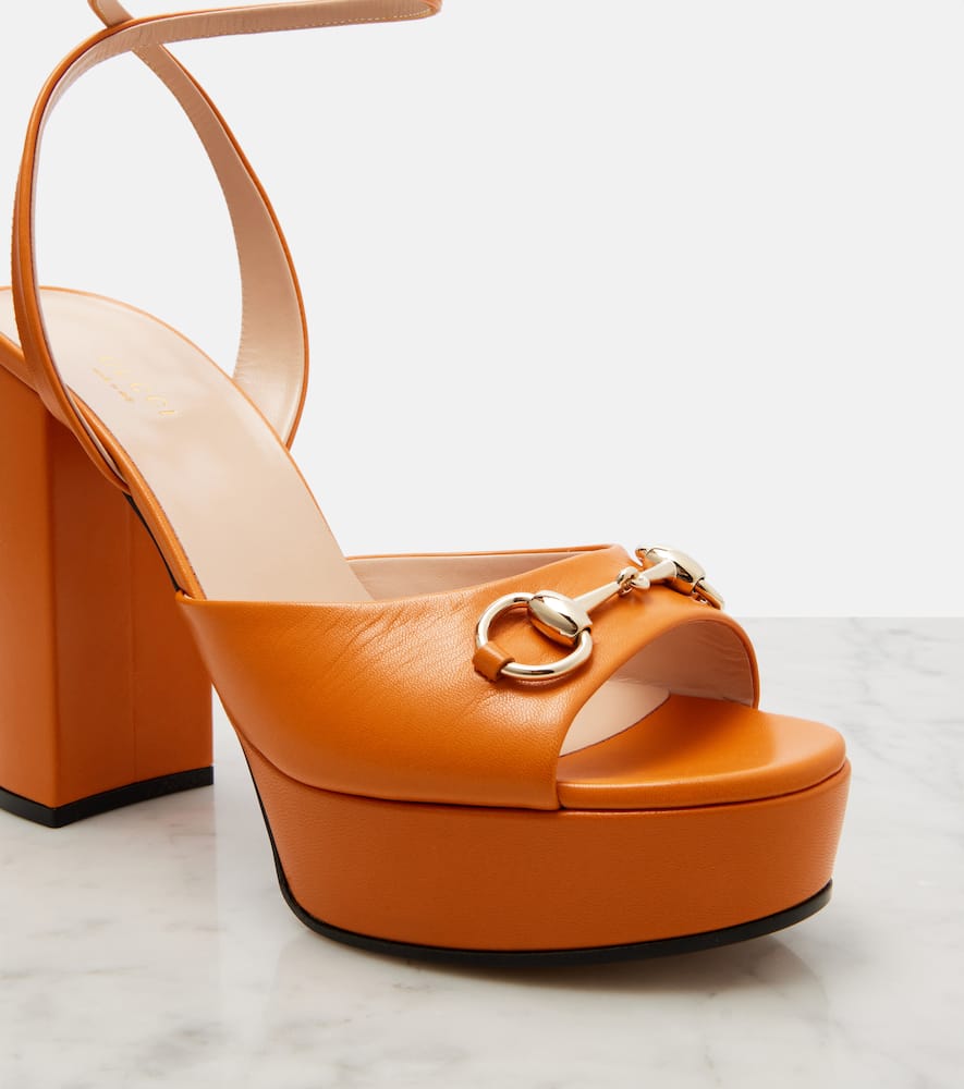 Horsebit leather platform sandals