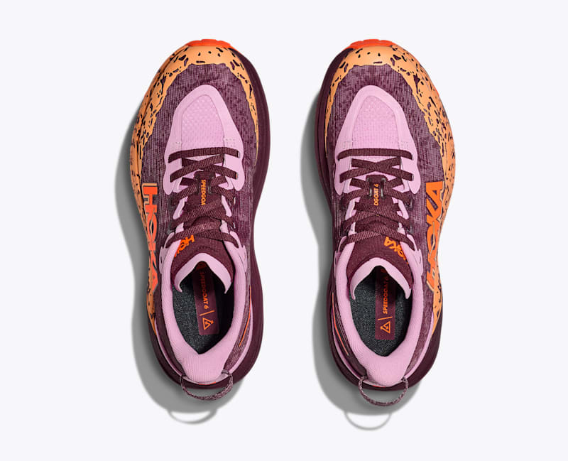 HOKA Speedgoat 6 Shoes in Flower Nectar/Neon Tangerine