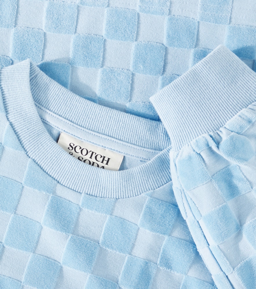 Scotch & Soda Kids Checked cotton-blend fleece sweatshirt