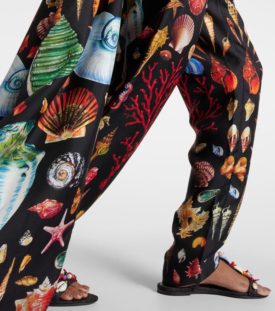 Capri printed silk satin pants