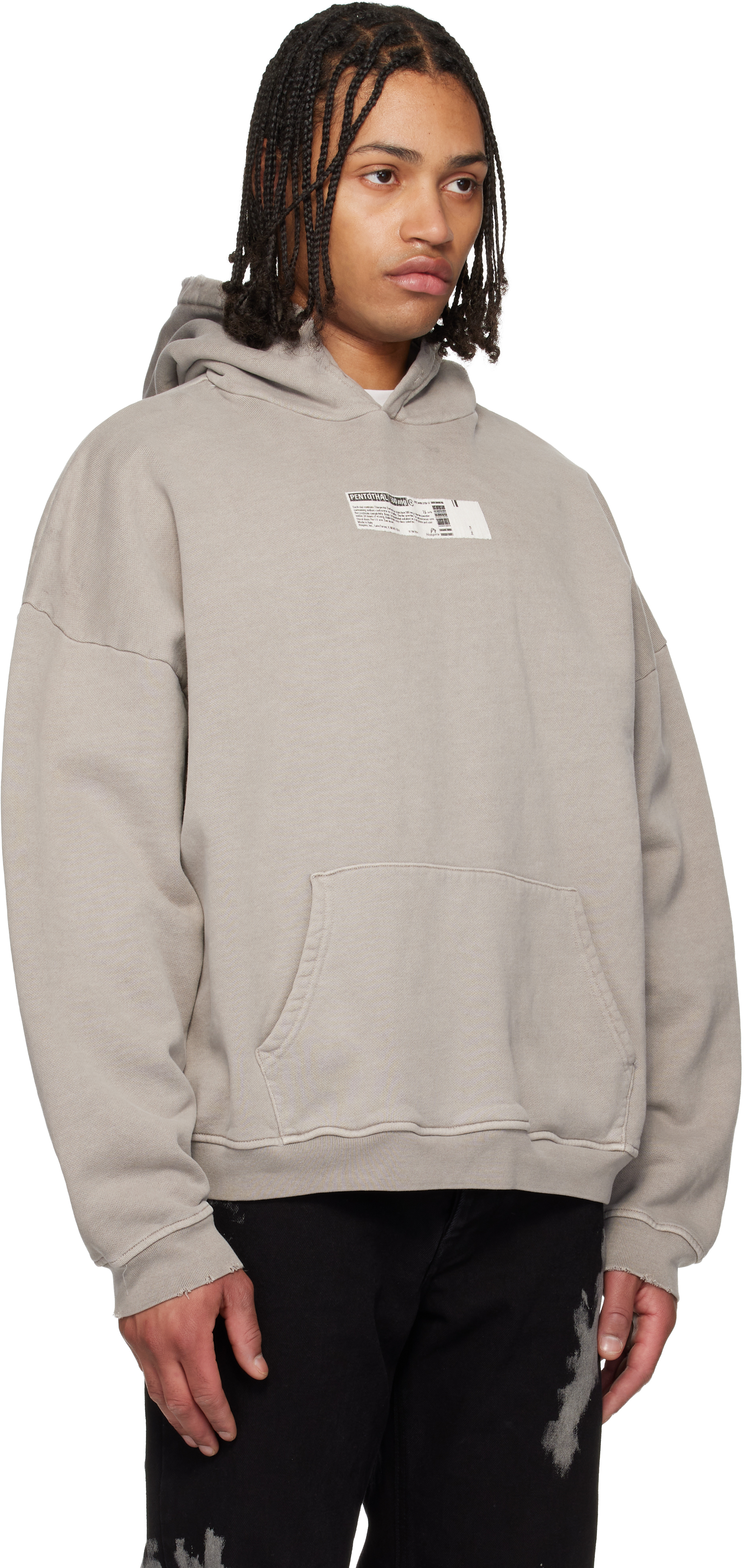 Gray 'Truth Serum' Shrunken Hoodie