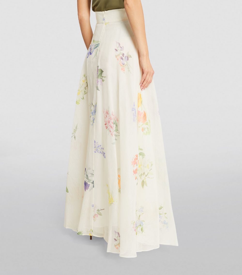 Linen-Silk Organza Natura Maxi Skirt