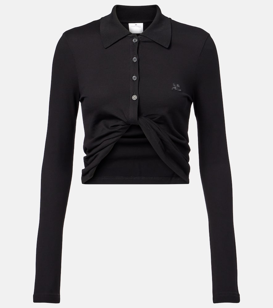 Courrèges Cropped cotton polo shirt